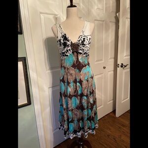 Sleeveless V-Neck Dress with Abstract Print